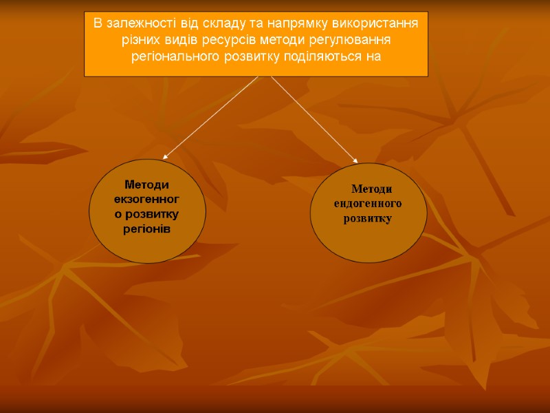 В залежності від складу та напрямку використання різних видів ресурсів методи регулювання регіонального розвитку